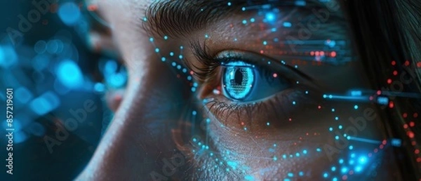 Fototapeta A tech expert using AI for cybersecurity analysis