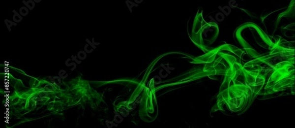 Obraz green smoke abstract with black background illustration 