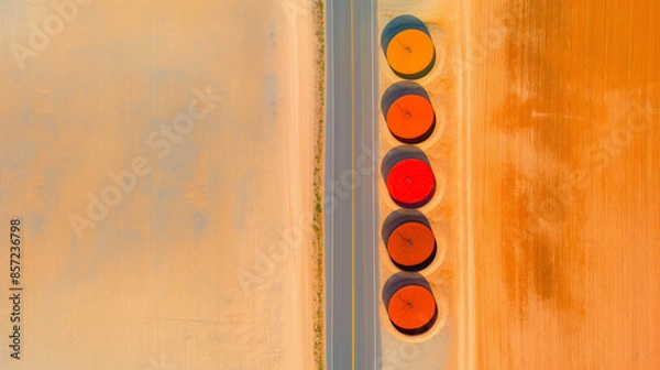 Obraz aerial view of colorful industrial tanks