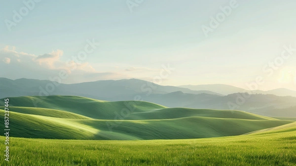 Obraz rolling green hills under a bright sky