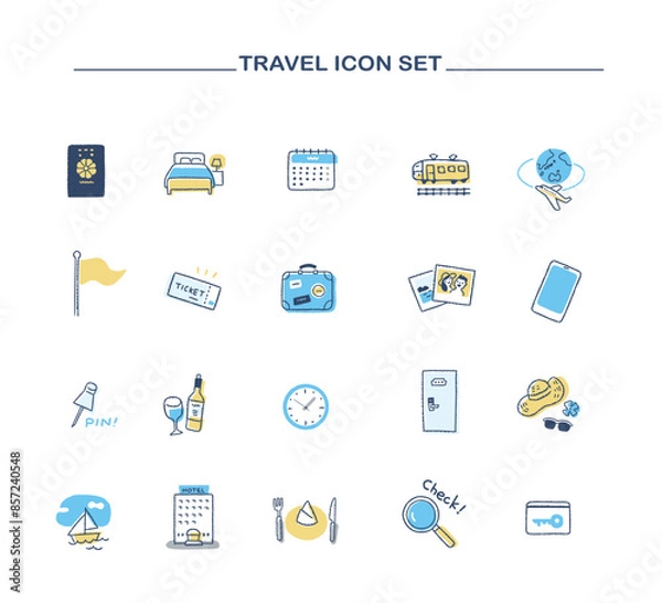 Fototapeta トラベルのアイテム　アイコンセット