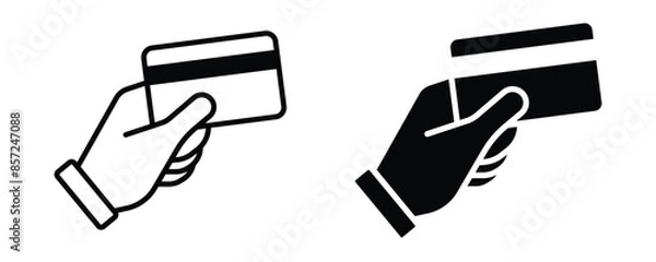 Obraz collection of Hand swipe credit card during purchase flat icon for apps and websites