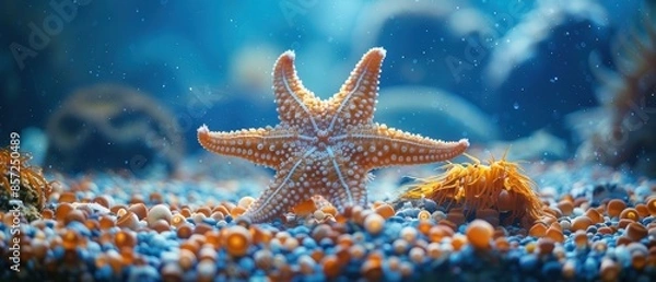 Fototapeta Close-up of a starfish on the ocean floor