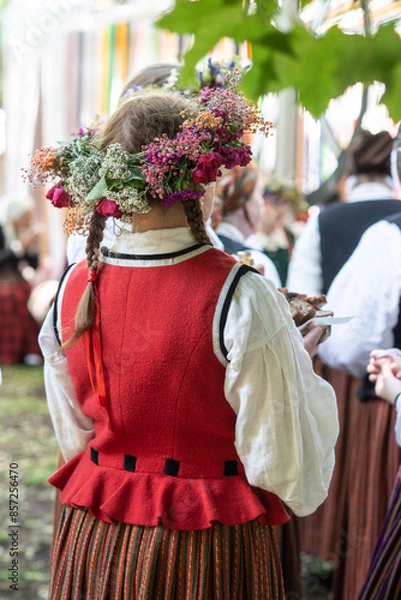 Fototapeta Song festival 2023 in Latvia, in the central park of Riga, Ligo holidays with latvian folk costumes and music