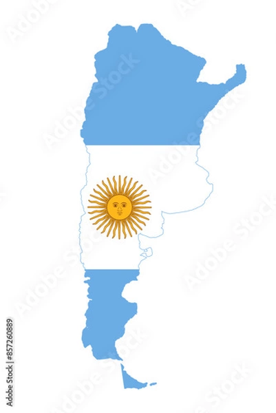 Fototapeta Argentina flag map contour vector illustration