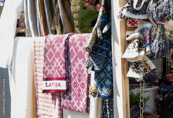 Fototapeta Song festival 2023 in Latvia, in the central park of Riga, Ligo holidays with latvian folk costumes and music