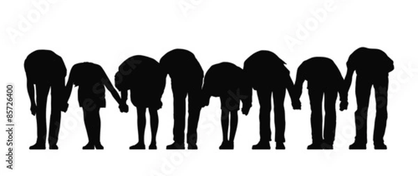 Obraz group of people holding hands silhouette 2