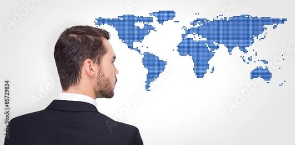 Fototapeta Composite image of elegant businessman in suit thinking 