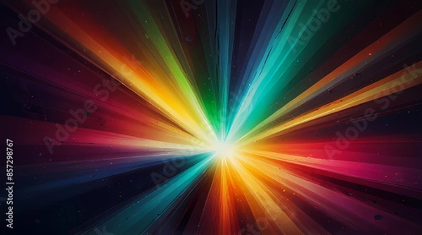 Obraz Abstract light background with a spectrum of colors radiating from a central burst