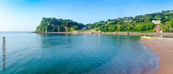 Fototapeta The mouth of the River Teign, Devon.  Taken from Teignmouth towards Shaldon and Ness Head.
