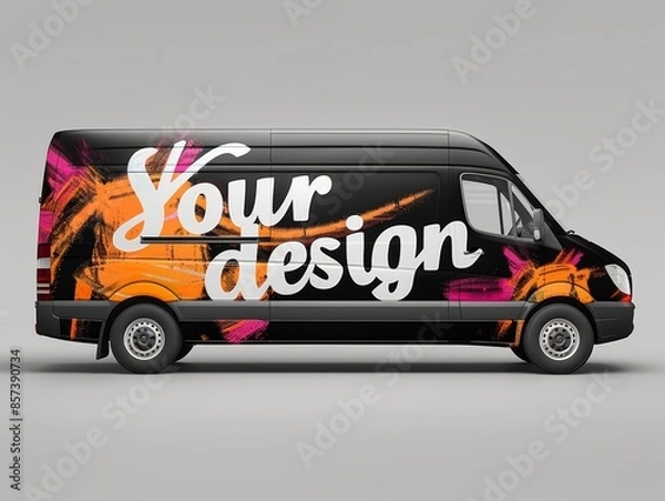 Fototapeta Vehicle Wrap Mockup Design TemplateCustomizable Text and Bold Colors