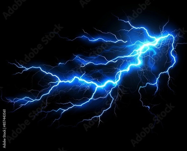 Obraz Blue lightning bolt on black background 