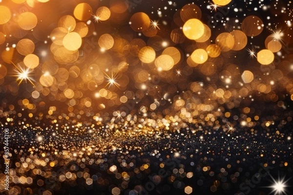 Obraz Sparkling Golden Bokeh Background
