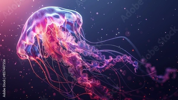 Fototapeta Vibrant Geometric Jellyfish Composition for Futuristic Designs Generative AI
