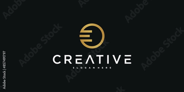 Obraz Initial E letter logo design with circle lines. Premium Vector