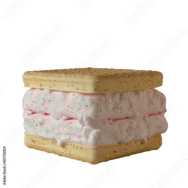Fototapeta An ice cream sandwich with a bite taken out, placed upright, and set against a transparent background.