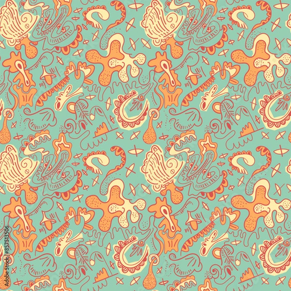 Fototapeta Seamless hand-drawn abstract vector pattern for textile and texture design