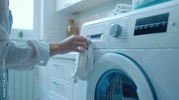 Obraz Hand Reaching for the Laundry Detergent Drawer