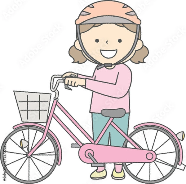 Fototapeta 自転車と女の子