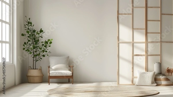 Fototapeta Beige room divider next to white wall