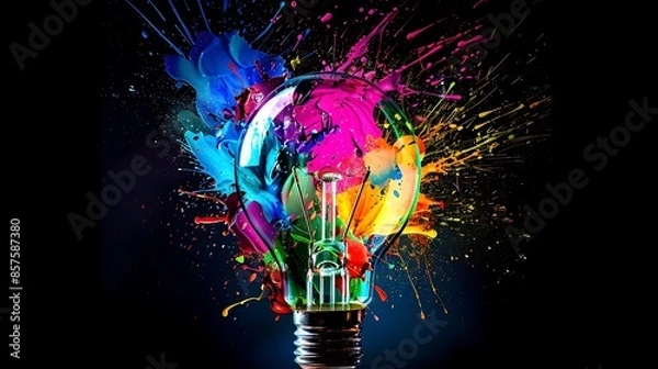 Fototapeta Lightbulb Explosion of Creativity and Color