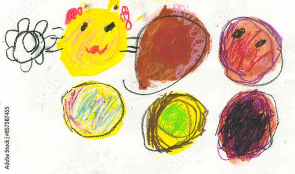 Fototapeta 子供が描いた猫の絵