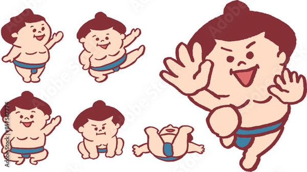 Fototapeta コロっとしたフォルムのプリティカワイイお相撲さん