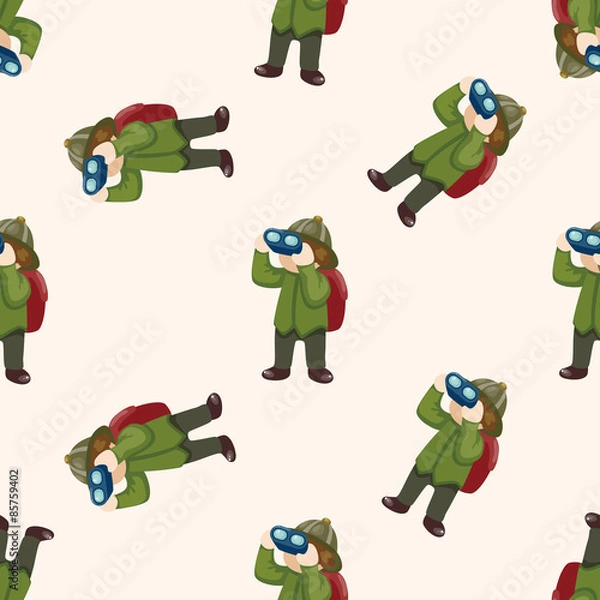 Fototapeta explorer , cartoon seamless pattern background