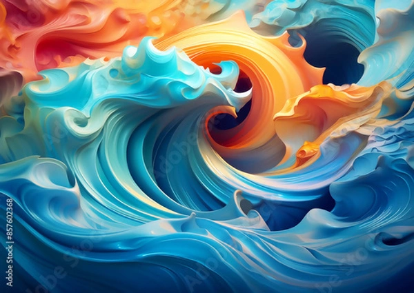 Fototapeta カラフルな塗料が渦巻く抽象的な背景