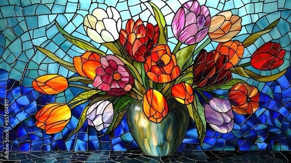 Obraz flower themed background on glass or mirror media 4 AI Generative