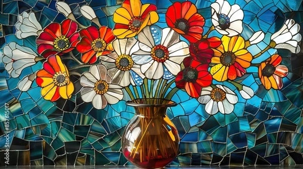 Obraz flower themed background on glass or mirror media 3 AI Generative