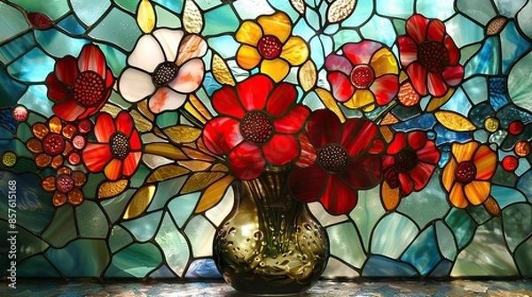 Obraz flower themed background on glass or mirror media 1 AI Generative