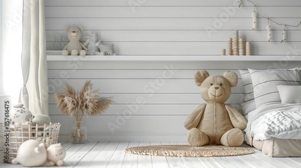 Obraz interior design illustration for small children with the theme of dolls and toys 2 AI Generative