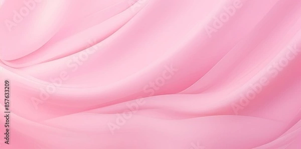 Fototapeta plain pink background in the form of a wave, with a red and white striped object on the left and a blue and white object on the right