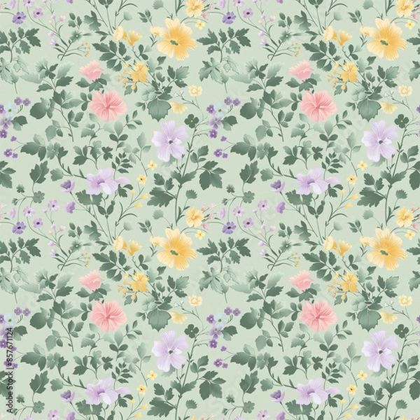 Fototapeta Floral variety color, form natural, seamless fabric pattern.