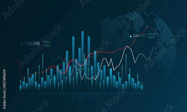 Obraz Technology background picture, data analysis chart, global financial market stock trading