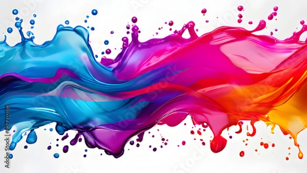 Obraz Color brush paint ribbon stroke swirl abstract splash background wave. Brush brushstroke color ribbon