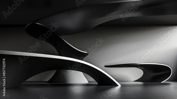 Fototapeta Sleek Modern Architecture Abstract Background with Futuristic Curved Shapes and Lines