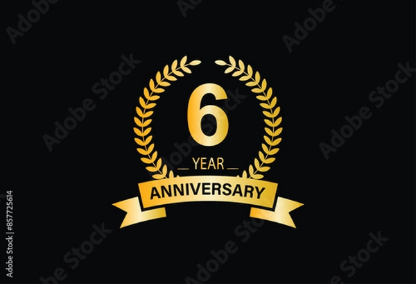 Obraz 6 years anniversary, Anniversary celebration logo design. vector template illustration