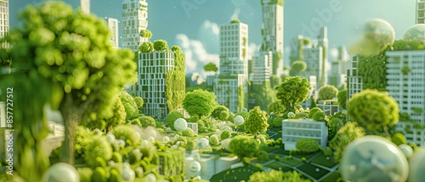 Obraz The city is covered with trees.