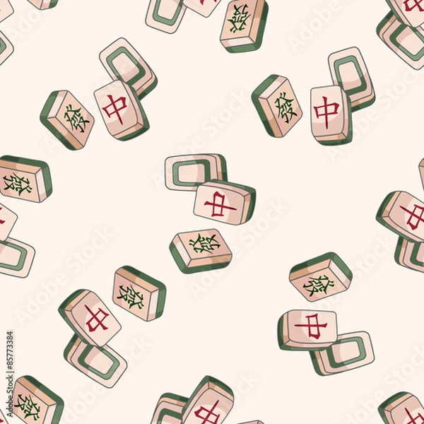 Obraz Mahjong , cartoon seamless pattern background