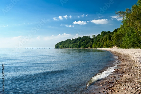 Fototapeta Empty beach in the early morning. Gdynia. Poland