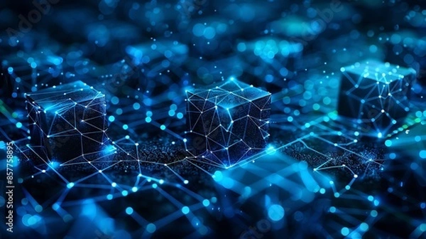 Obraz Luminous Technological Cube: A Glimpse into the Digital Realm