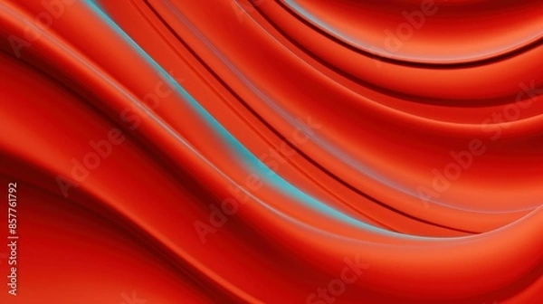 Fototapeta Abstract 3D rendering of organic forms in vibrant red on blue background.