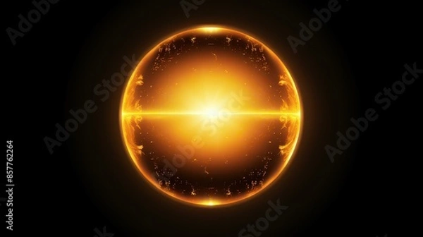 Fototapeta Glowing orb floating in darkness, emitting warm light