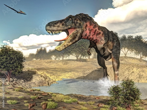 Fototapeta Dinozaur Tarbosaurus - renderowanie 3D
