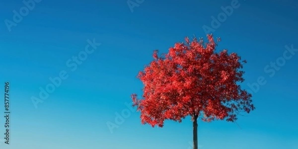 Fototapeta Red maple tree outdoor landscape view.