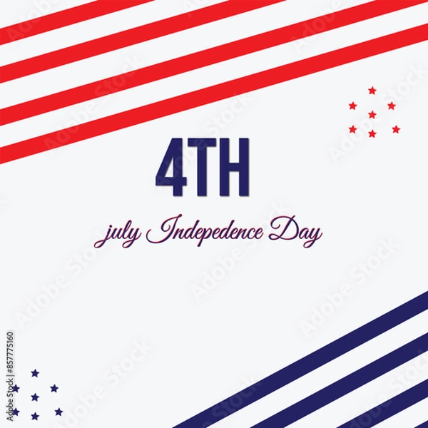 Obraz 4th of July independence day poster, banner, flyer, background, template, with the greeting usa flag