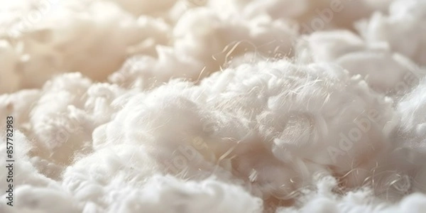 Fototapeta Cotton fibers thoroughly cleaned to remove all remaining impurities for quality. Concept Cotton Processing, Fiber Cleaning, Quality Control