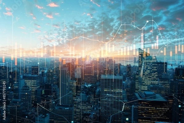 Fototapeta Visualizing economic progress and financial advancements with investment imagery